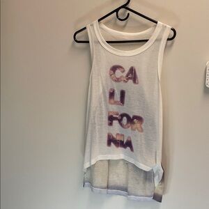 Sofia by Vic California Graphic High-Low Tank Top Cover Up White & Purple